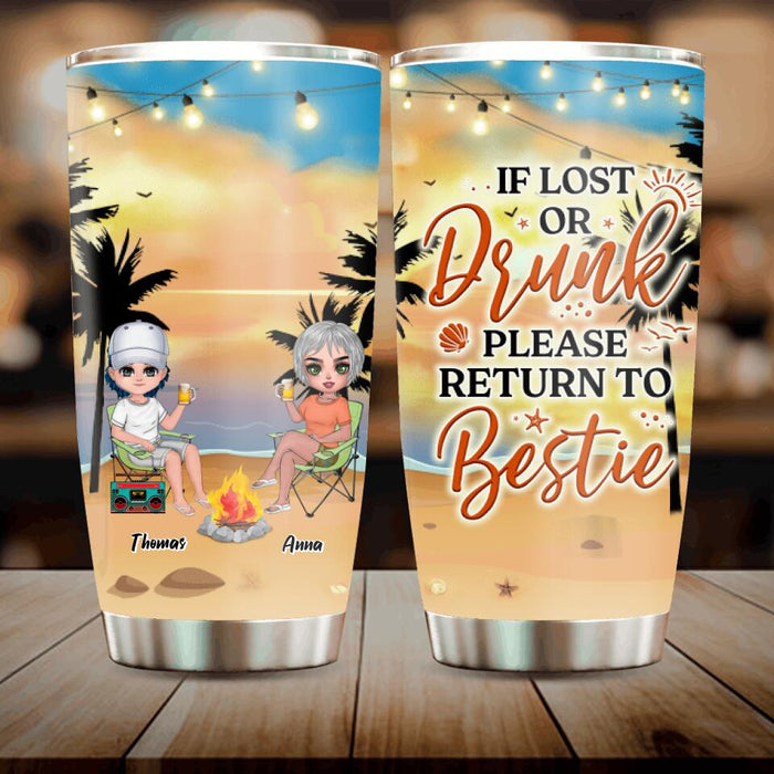 Custom Personalized Best Friends Tumbler - Up to 4 People - If Lost or Drunk Please Return To Bestie