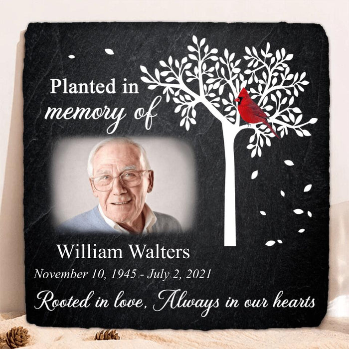 Custom Personalized Memorial Photo Square Lithograph - Memorial Gift Idea For Family - Always In Our Hearts