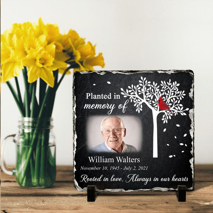 Custom Personalized Memorial Photo Square Lithograph - Memorial Gift Idea For Family - Always In Our Hearts