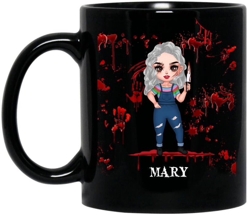 Custom Personalized Halloween Coffee Mug - Gift Idea For Halloween - Just A Girl Who Loves Horror Movies