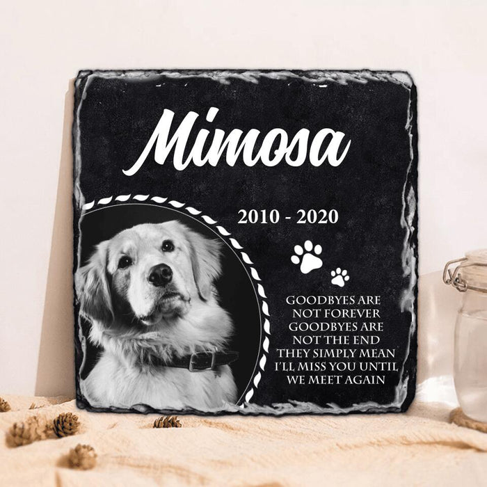 Custom Personalized Memorial Pet Photo Square Lithograph - Memorial Gift Idea For Pet Lovers - Goodbyes Are Not Forever