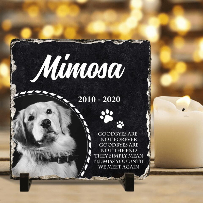 Custom Personalized Memorial Pet Photo Square Lithograph - Memorial Gift Idea For Pet Lovers - Goodbyes Are Not Forever