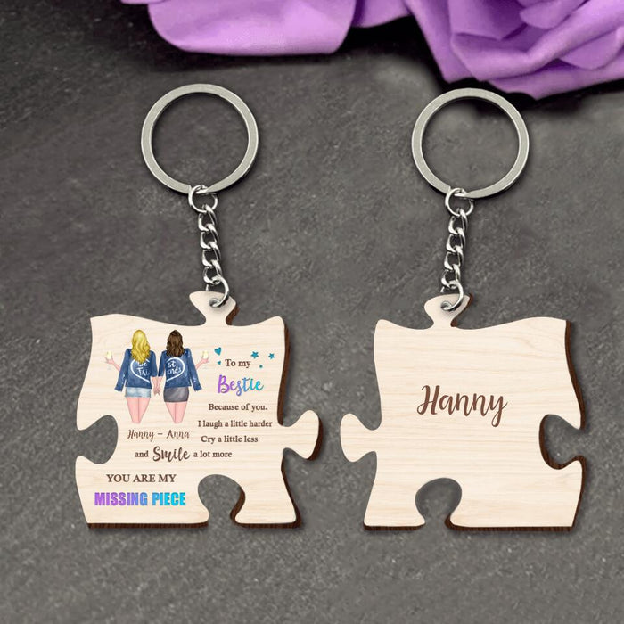 Personalized Besties Wooden Keychain - Gift Idea For Best Friends with up to 4 Girls - To My Bestie, You Are My Missing Piece