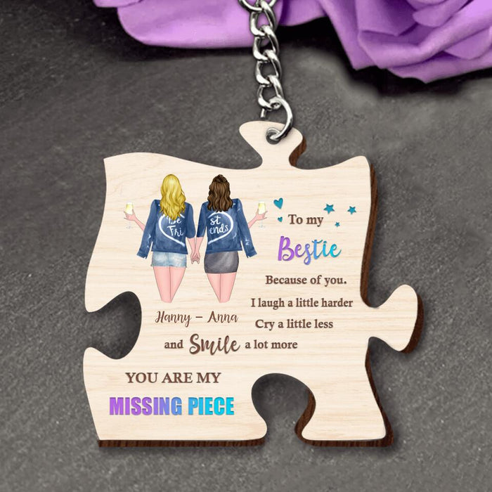 Personalized Besties Wooden Keychain - Gift Idea For Best Friends with up to 4 Girls - To My Bestie, You Are My Missing Piece