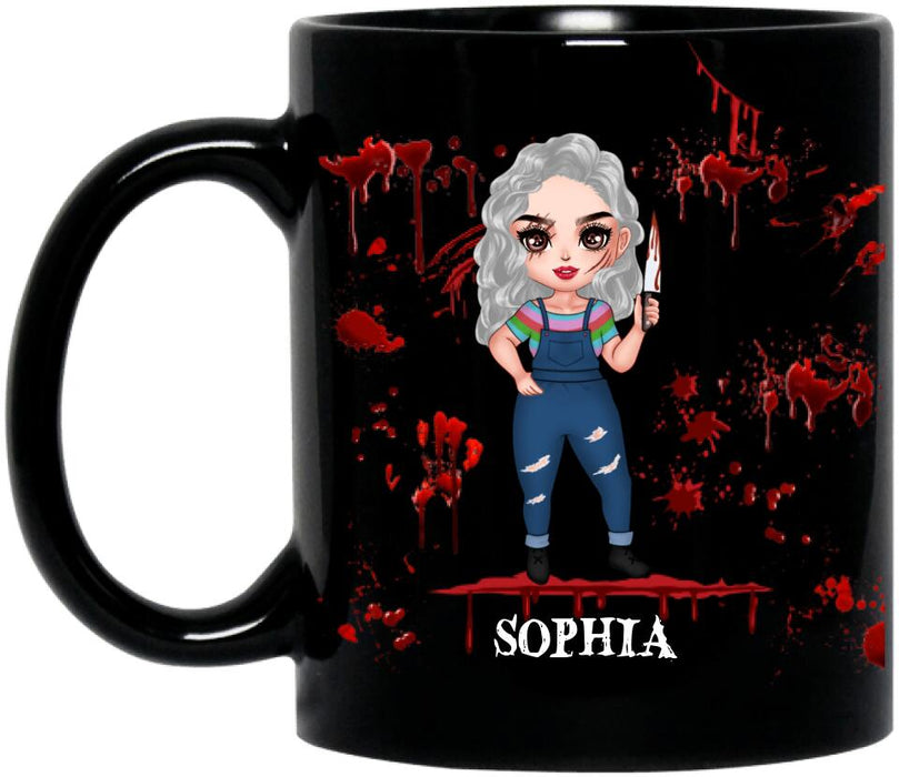 Custom Personalized Horror Girl Coffee Mug - Halloween Gift For Girls - It's only Murder If They Find A Body