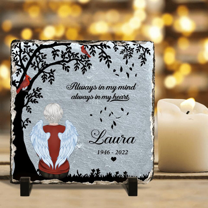 Custom Personalized Memorial Square Slate Stone Plaque - Memorial Gift - Always in my mind