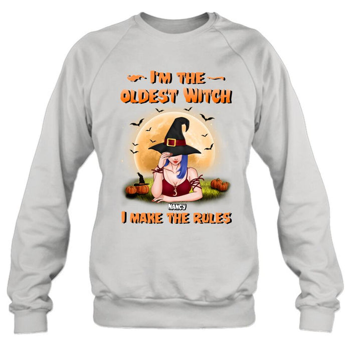 Custom Personalized Witch Shirt - Gift Idea For Witches/ Sisters/ Halloween - I'm The Oldest Witch I Make The Rules