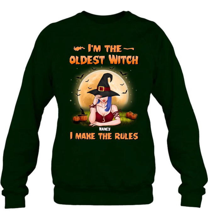 Custom Personalized Witch Shirt - Gift Idea For Witches/ Sisters/ Halloween - I'm The Oldest Witch I Make The Rules