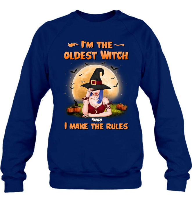 Custom Personalized Witch Shirt - Gift Idea For Witches/ Sisters/ Halloween - I'm The Oldest Witch I Make The Rules