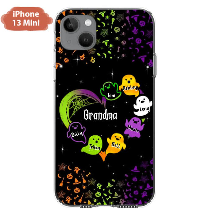 Custom Personalized Grandma and Grandkids Ghost iPhone/Samsung Case - Halloween gift for Grandma - Up to 7 Grandkids