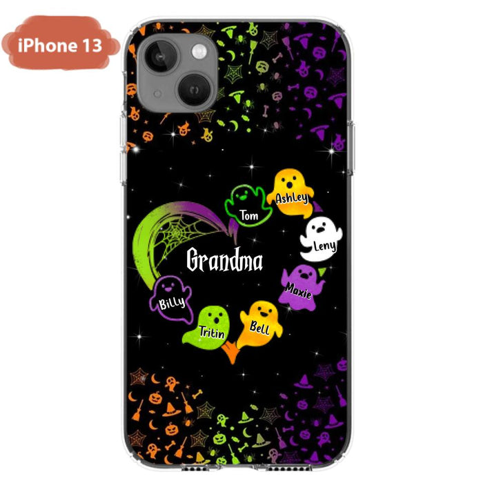 Custom Personalized Grandma and Grandkids Ghost iPhone/Samsung Case - Halloween gift for Grandma - Up to 7 Grandkids