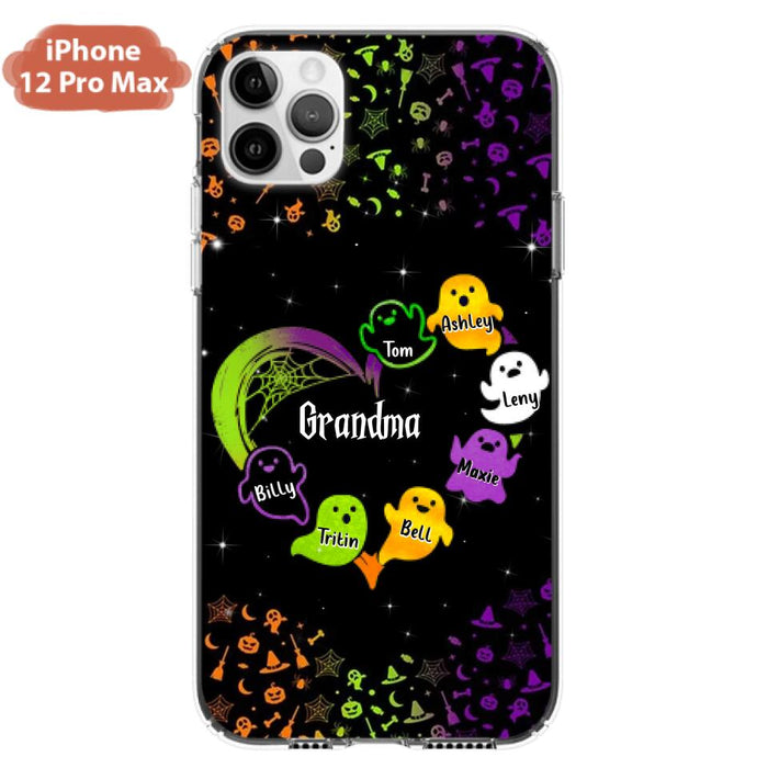 Custom Personalized Grandma and Grandkids Ghost iPhone/Samsung Case - Halloween gift for Grandma - Up to 7 Grandkids