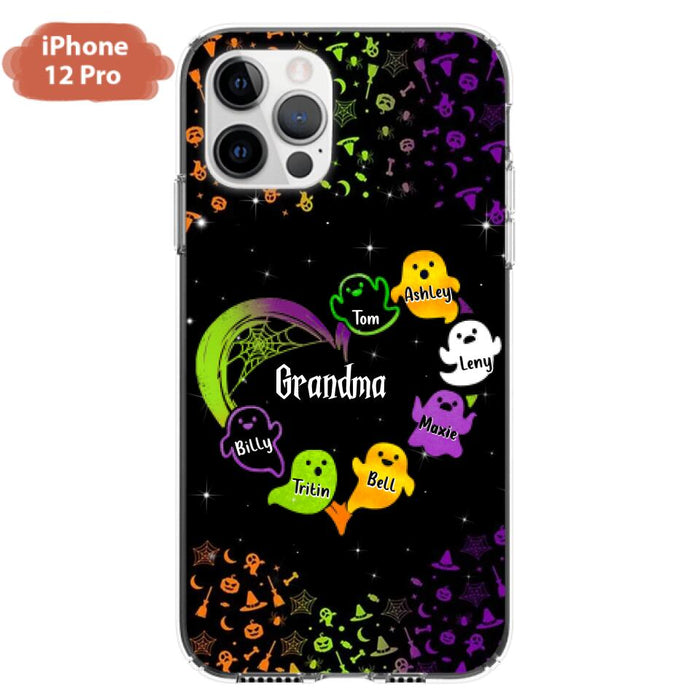 Custom Personalized Grandma and Grandkids Ghost iPhone/Samsung Case - Halloween gift for Grandma - Up to 7 Grandkids