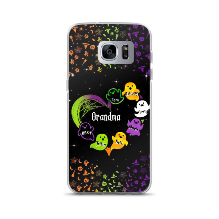 Custom Personalized Grandma and Grandkids Ghost iPhone/Samsung Case - Halloween gift for Grandma - Up to 7 Grandkids