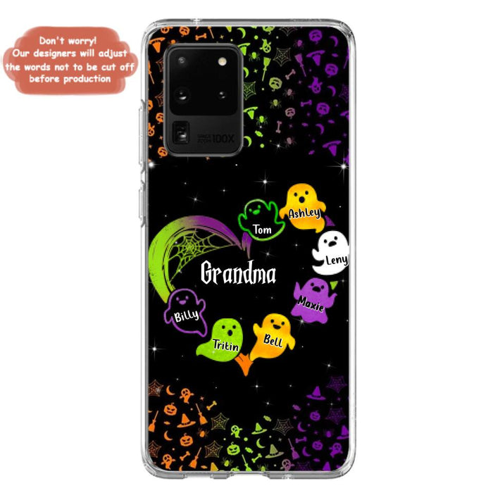 Custom Personalized Grandma and Grandkids Ghost iPhone/Samsung Case - Halloween gift for Grandma - Up to 7 Grandkids