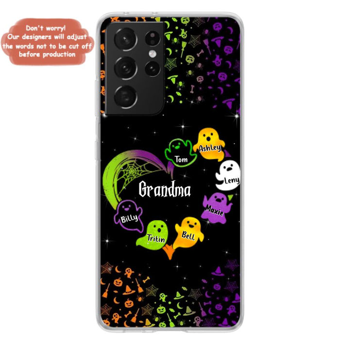 Custom Personalized Grandma and Grandkids Ghost iPhone/Samsung Case - Halloween gift for Grandma - Up to 7 Grandkids