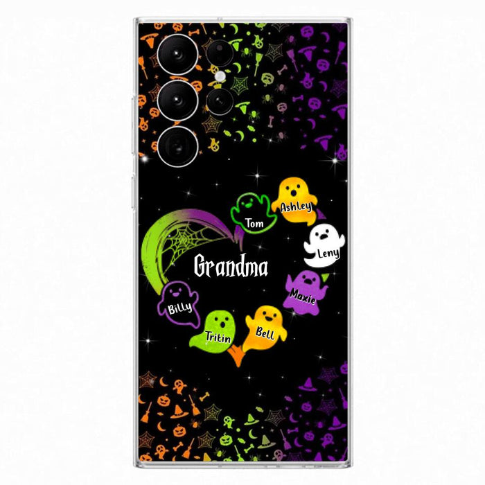 Custom Personalized Grandma and Grandkids Ghost iPhone/Samsung Case - Halloween gift for Grandma - Up to 7 Grandkids