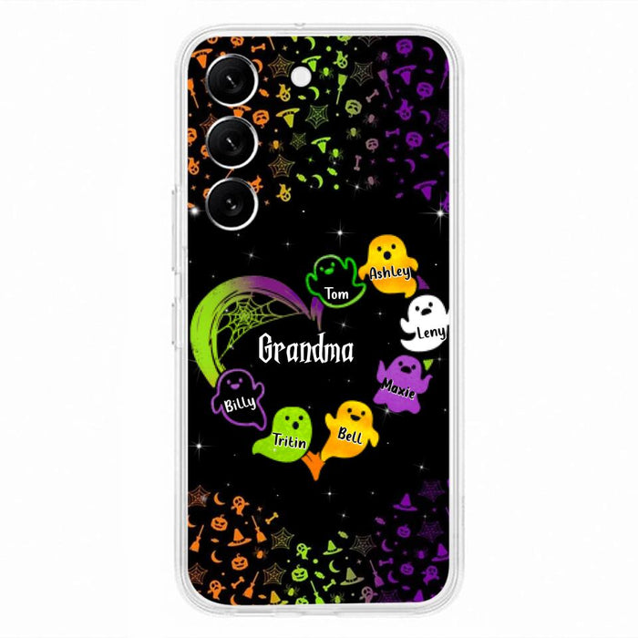 Custom Personalized Grandma and Grandkids Ghost iPhone/Samsung Case - Halloween gift for Grandma - Up to 7 Grandkids