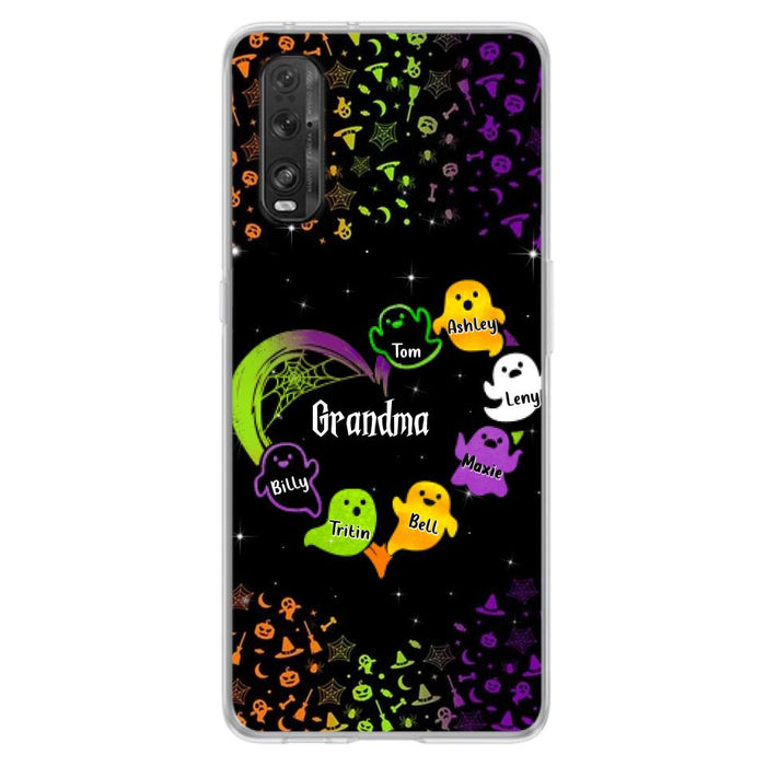 Custom Personalized Grandma and Grandkids Ghost Oppo/Xiaomi/Huawei Case - Halloween gift for Grandma - Up to 7 Grandkids