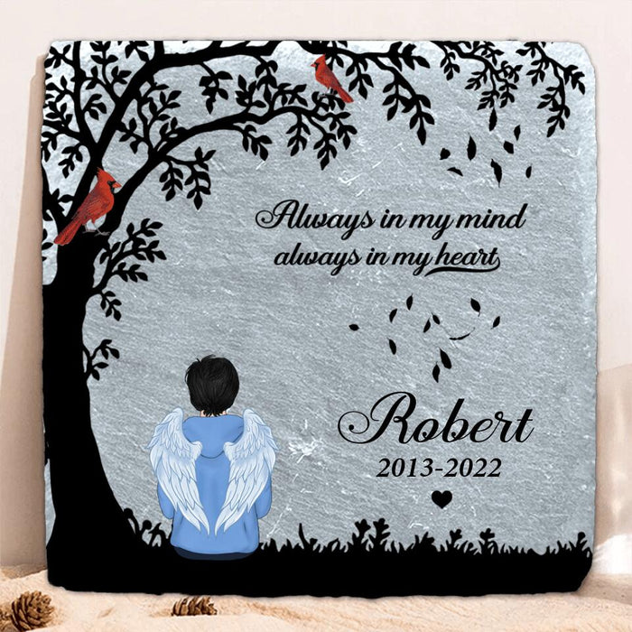 Custom Personalized Memorial Square Slate Stone Plaque - Memorial Gift - Always In My Mind Always In My Heart