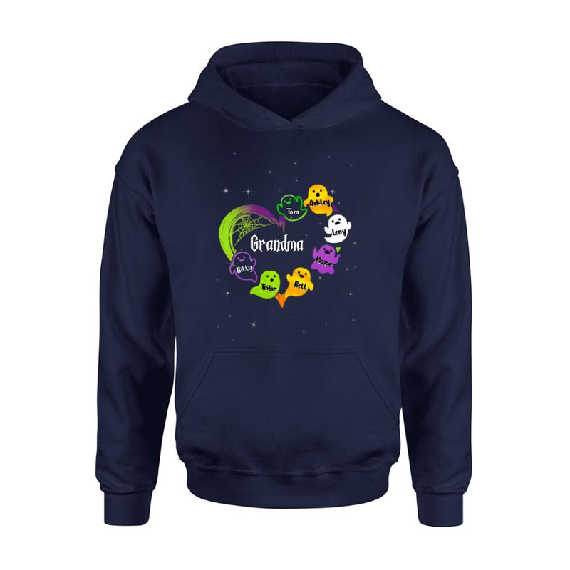 Personalized Grandma & Grandkids Ghost T-shirt/Long Sleeve/Sweatshirt/Hoodie - Halloween Gift for Grandmother - Up to 7 Grandkids