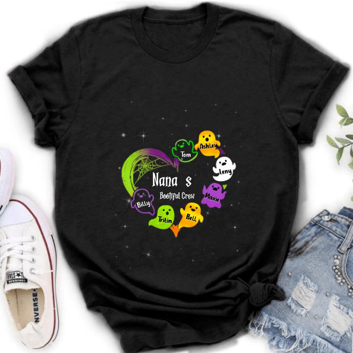 Custom Personalized Nana's Bootiful Crew T-shirt/Long Sleeve/ Sweatshirt/Hoodie - Halloween Gift for Grandmother - Up to 7 Grandkids