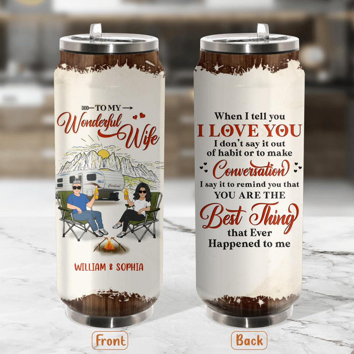 Custom Personalized Couple Camping Soda Can Tumbler - Camping Gift For Wife From Husband - To My Wonderful Wife