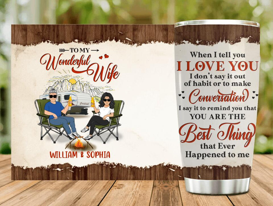 Custom Personalized Couple Camping Tumbler - Camping Gift For Wife From Husband - To My Wonderful Wife