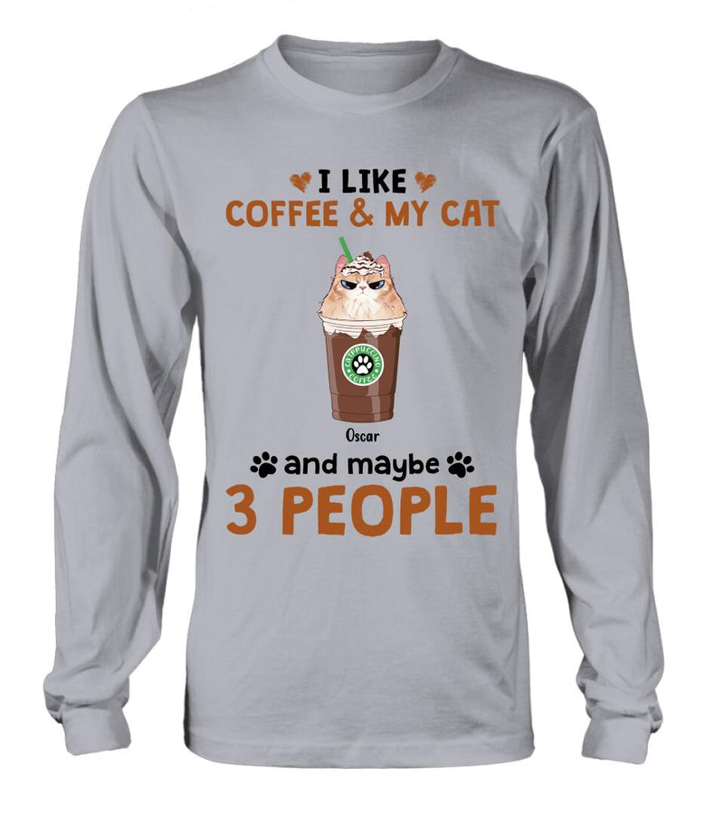 Personalized Catpuccino Shirt - Gift Idea For Cat Lover with up to 5 Cats - I Like Coffee & My Cat and Maybe 3 People