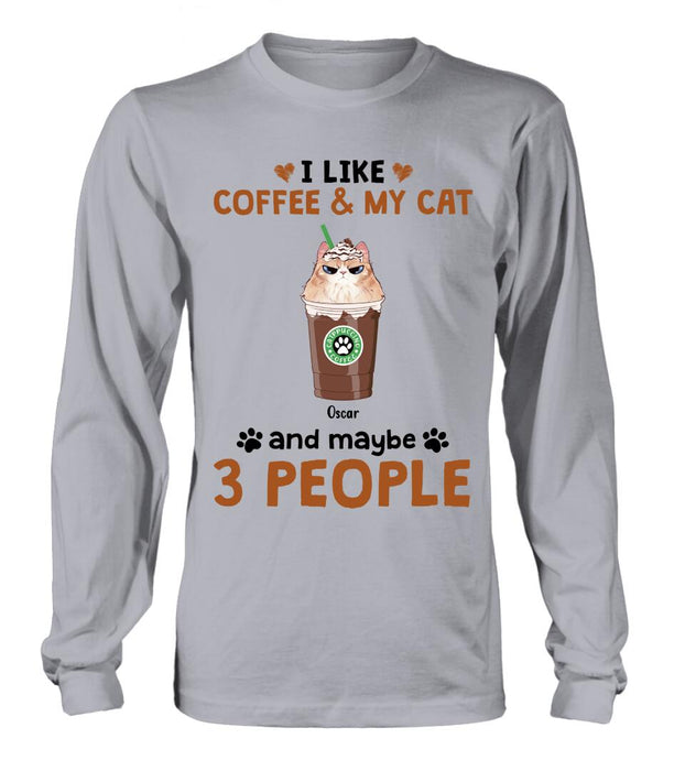 Custom Personalized Catpuccino Shirt - Gift Idea For Cat Lover with up to 5 Cats - I Like Coffee & My Cat and Maybe 3 People