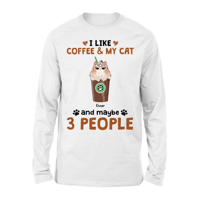 Custom Personalized Catpuccino Shirt - Gift Idea For Cat Lover with up to 5 Cats - I Like Coffee & My Cat and Maybe 3 People