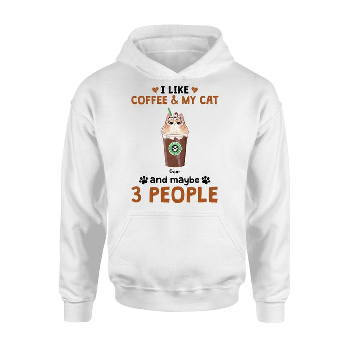 Custom Personalized Catpuccino Shirt - Gift Idea For Cat Lover with up to 5 Cats - I Like Coffee & My Cat and Maybe 3 People