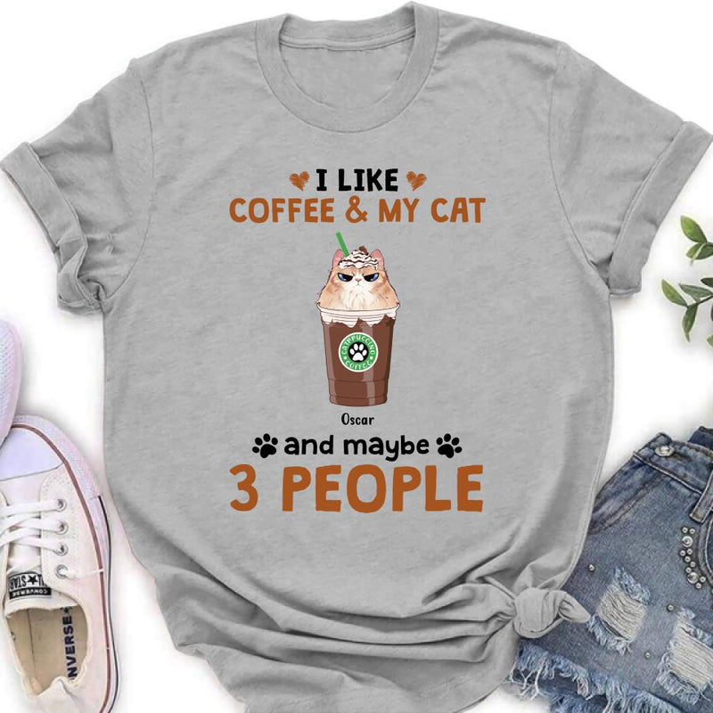 Personalized Catpuccino Shirt - Gift Idea For Cat Lover with up to 5 Cats - I Like Coffee & My Cat and Maybe 3 People