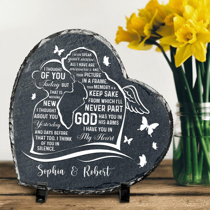 Personalized Memorial Heart Lithograph - Memorial Gift Idea - God Has You In His Arms, I Have You In My Heart