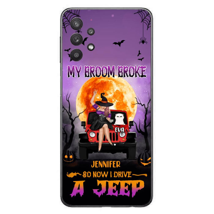 Custom Personalized Off-road Girl Phone Case - Upto 4 Cats - Halloween Gift Idea For Off-road Lovers/Cat Lovers - My Broom Broke - Case for iPhone/Samsung