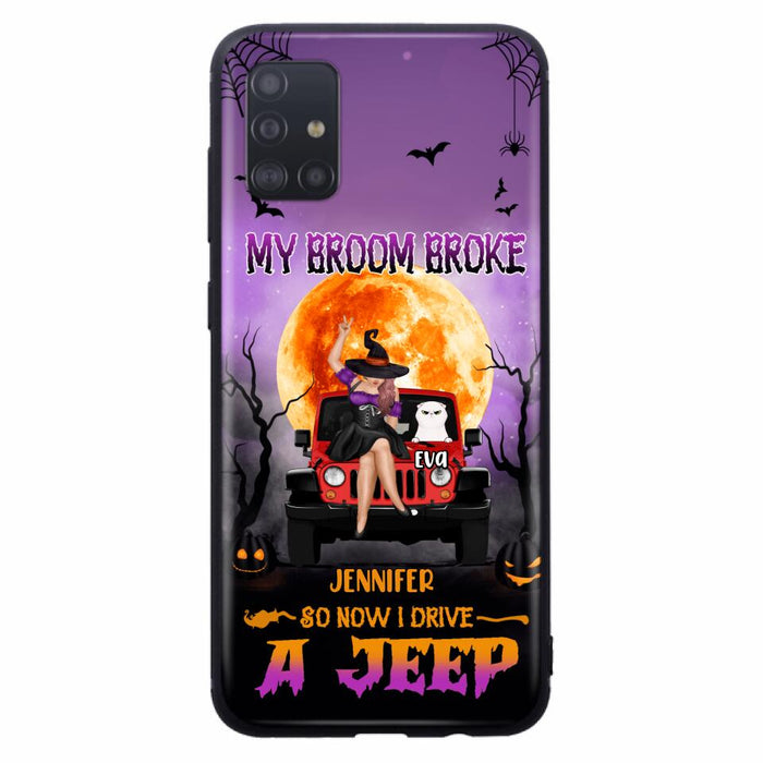 Custom Personalized Off-road Girl Phone Case - Upto 4 Cats - Halloween Gift Idea For Off-road Lovers/Cat Lovers - My Broom Broke - Case for iPhone/Samsung