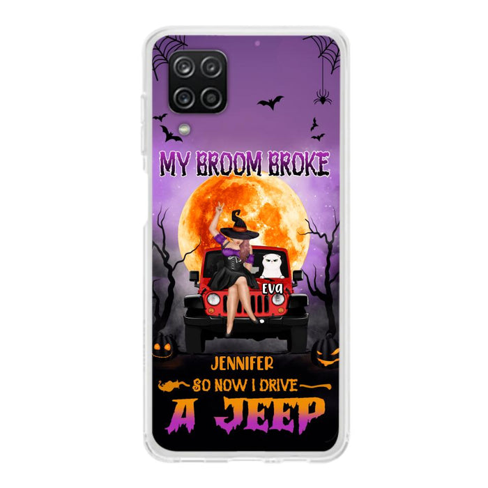 Custom Personalized Off-road Girl Phone Case - Upto 4 Cats - Halloween Gift Idea For Off-road Lovers/Cat Lovers - My Broom Broke - Case for iPhone/Samsung