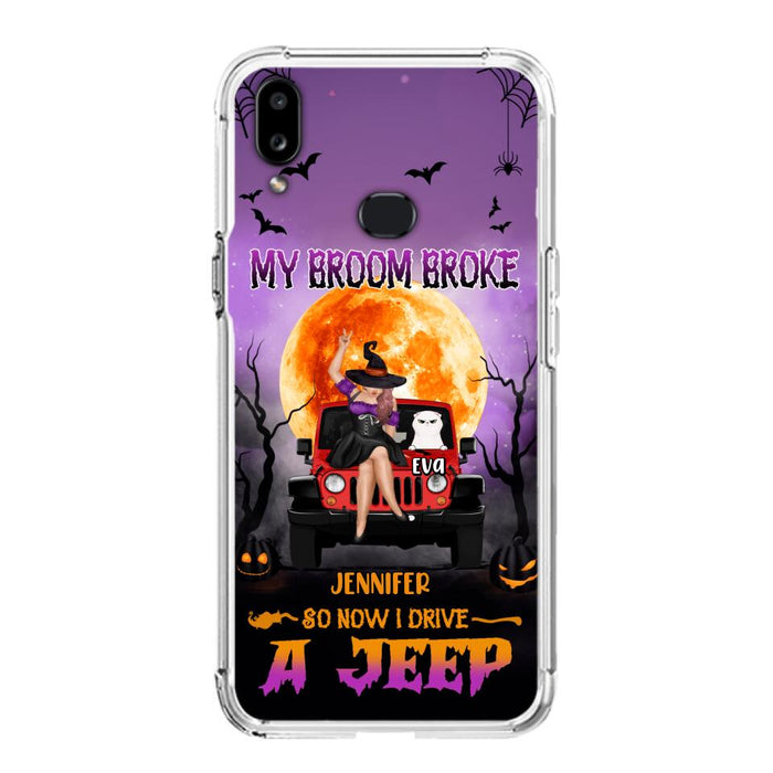 Custom Personalized Off-road Girl Phone Case - Upto 4 Cats - Halloween Gift Idea For Off-road Lovers/Cat Lovers - My Broom Broke - Case for iPhone/Samsung