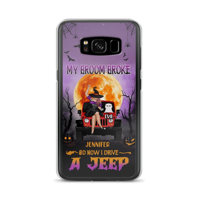 Custom Personalized Off-road Girl Phone Case - Upto 4 Cats - Halloween Gift Idea For Off-road Lovers/Cat Lovers - My Broom Broke - Case for iPhone/Samsung