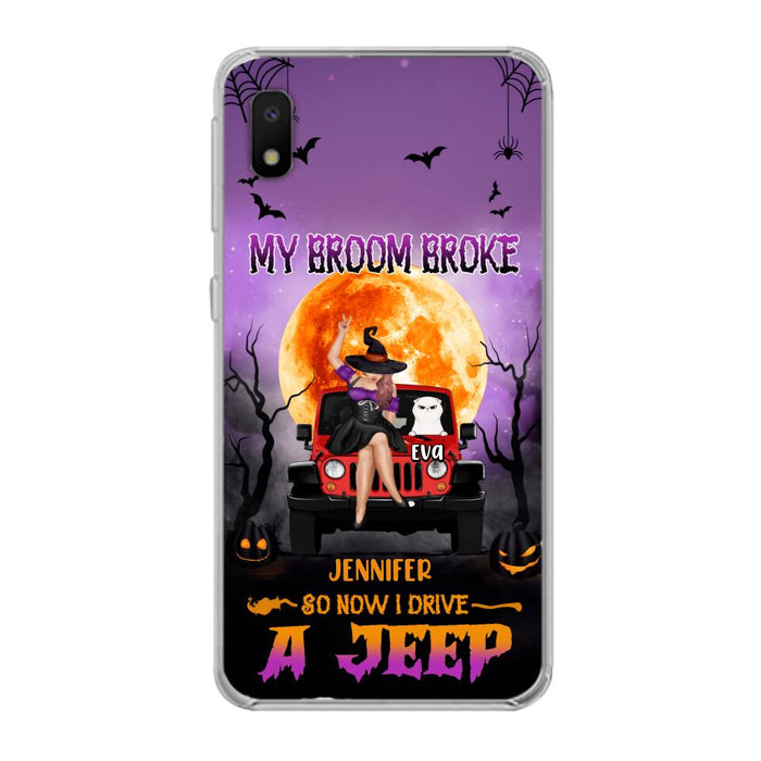 Custom Personalized Off-road Girl Phone Case - Upto 4 Cats - Halloween Gift Idea For Off-road Lovers/Cat Lovers - My Broom Broke - Case for iPhone/Samsung