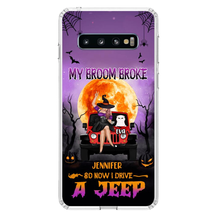 Custom Personalized Off-road Girl Phone Case - Upto 4 Cats - Halloween Gift Idea For Off-road Lovers/Cat Lovers - My Broom Broke - Case for iPhone/Samsung