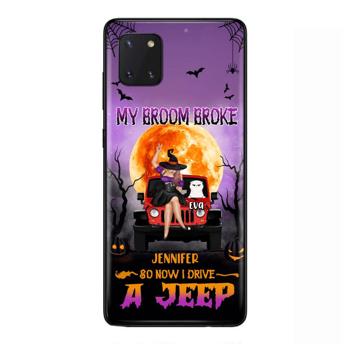 Custom Personalized Off-road Girl Phone Case - Upto 4 Cats - Halloween Gift Idea For Off-road Lovers/Cat Lovers - My Broom Broke - Case for iPhone/Samsung