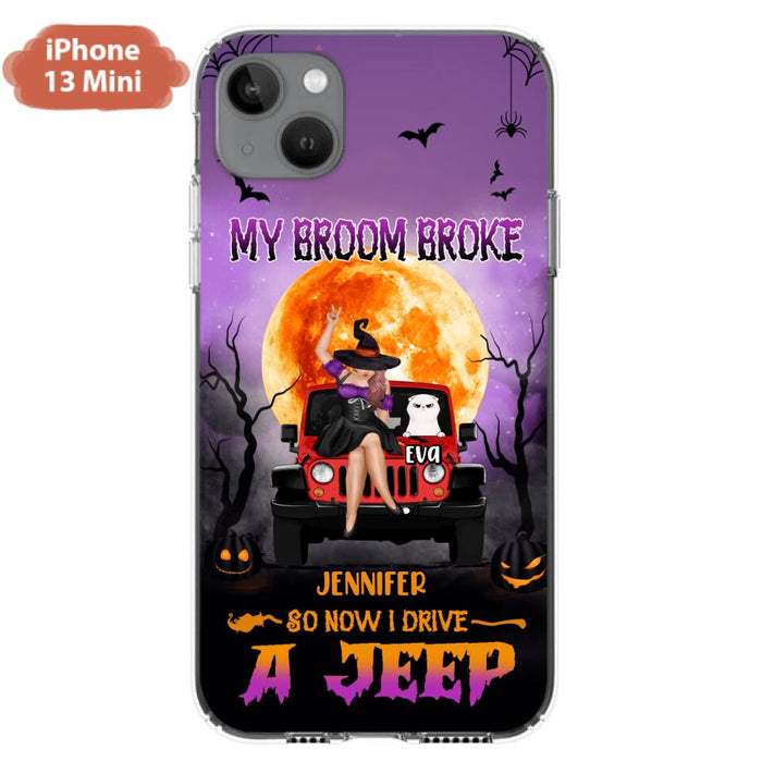 Custom Personalized Off-road Girl Phone Case - Upto 4 Cats - Halloween Gift Idea For Off-road Lovers/Cat Lovers - My Broom Broke - Case for iPhone/Samsung