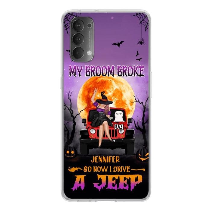 Custom Personalized Off-road Girl Phone Case - Upto 4 Cats - Halloween Gift Idea For Off-road Lovers/Cat Lovers - My Broom Broke - Case for Xiaomi, Huawei & Oppo