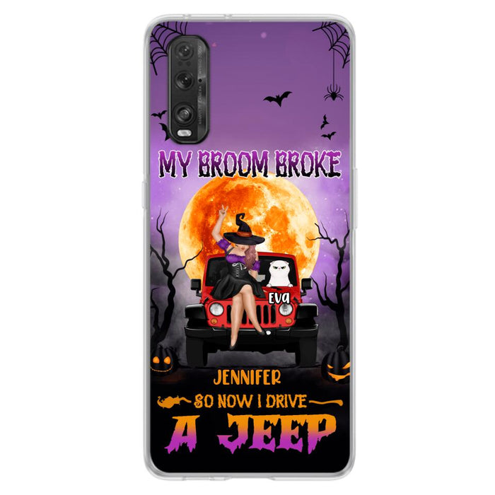 Custom Personalized Off-road Girl Phone Case - Upto 4 Cats - Halloween Gift Idea For Off-road Lovers/Cat Lovers - My Broom Broke - Case for Xiaomi, Huawei & Oppo