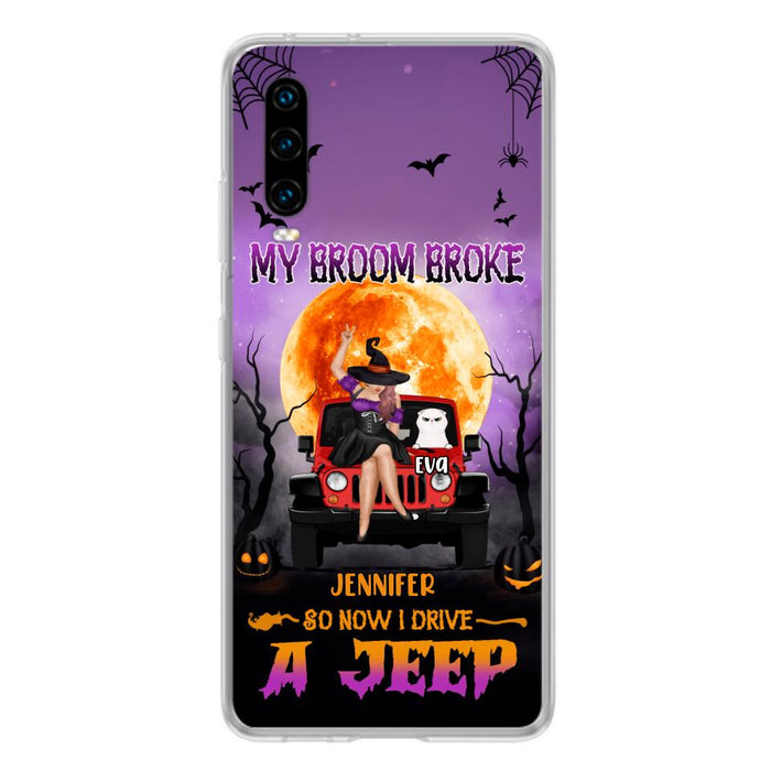 Custom Personalized Off-road Girl Phone Case - Upto 4 Cats - Halloween Gift Idea For Off-road Lovers/Cat Lovers - My Broom Broke - Case for Xiaomi, Huawei & Oppo