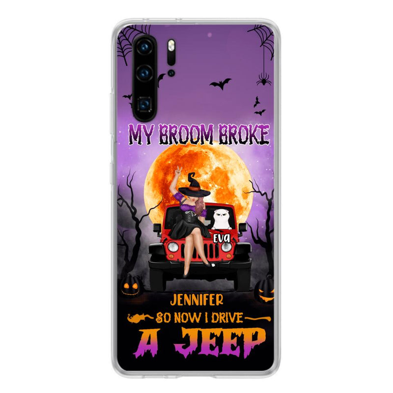 Personalized Off-road Girl Phone Case - Up to 4 Cats - Halloween Gift Idea For Off-road Lovers/Cat Lovers - My Broom Broke - Case for Xiaomi, Huawei & Oppo