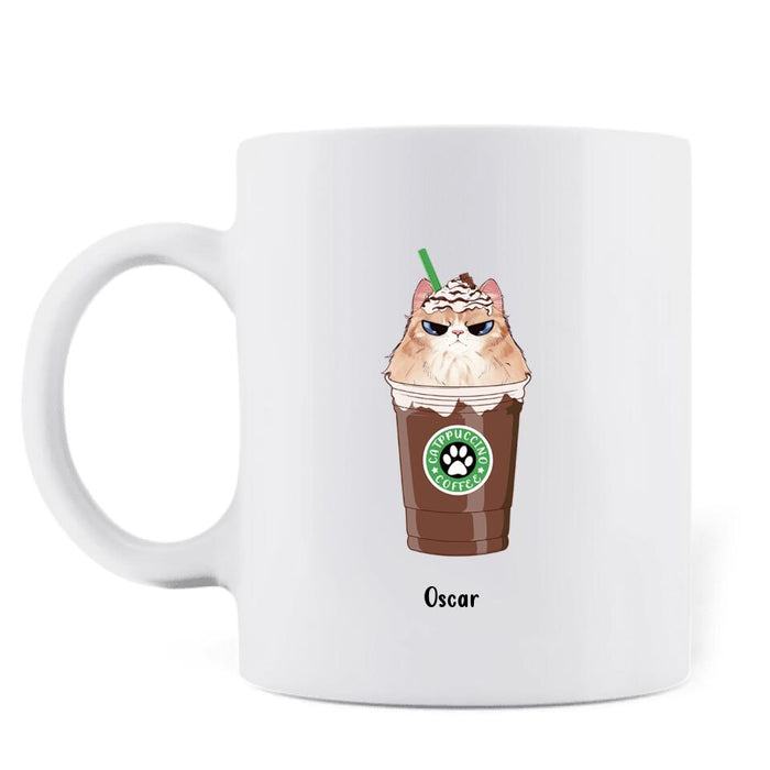 Custom Personalized Catpuccino Coffee Mug - Gift Idea For Cat Lover with up to 5 Cats - I Like Coffee & My Cat and Maybe 3 People