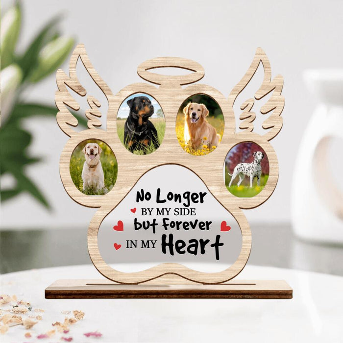 Custom Personalized Memorial Paw Dog Wooden And Acrylic Plaque - Passing Away Gift  For Dog Lover - No Longer By My Side But Forever In My Heart