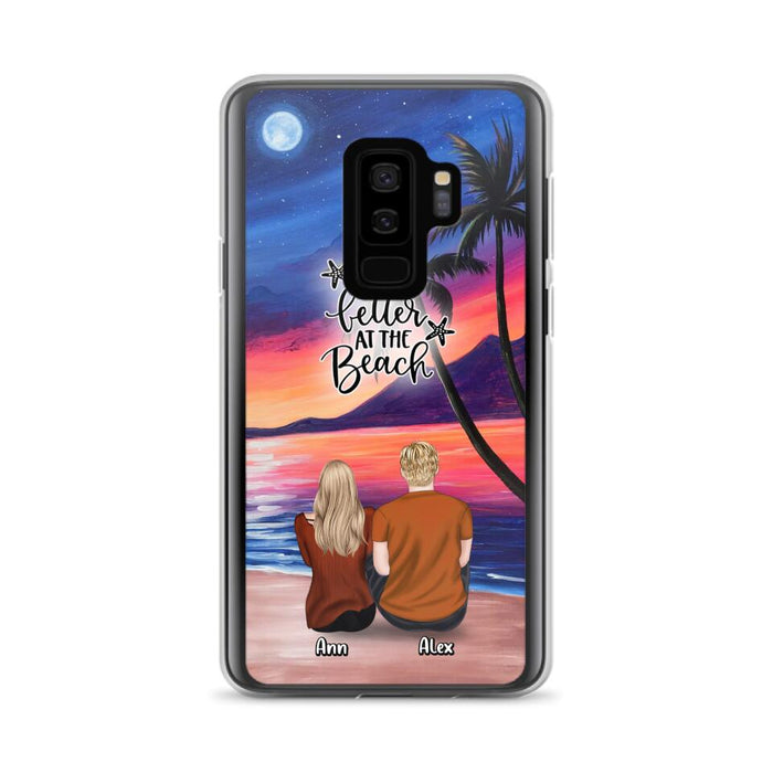 Personalized Couple and Pet Beach Dawn Phone Case for iPhone and Samsung - Couple with up to 4 dogs/cats - Life is better at the beach